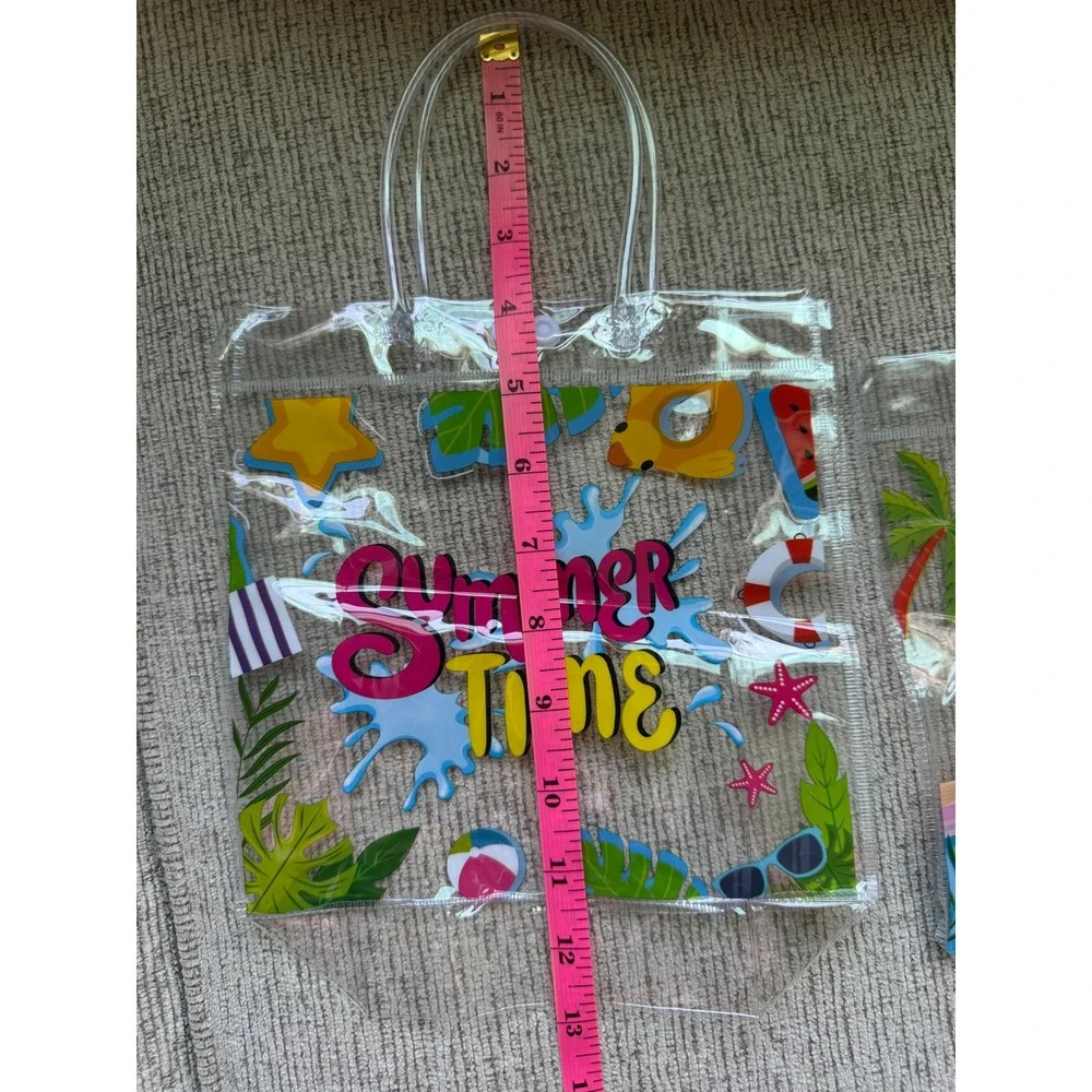 Summer‎ Pool Party Clear PVC Favor Bags Lot of 10 Tropical Beach Theme Reusable